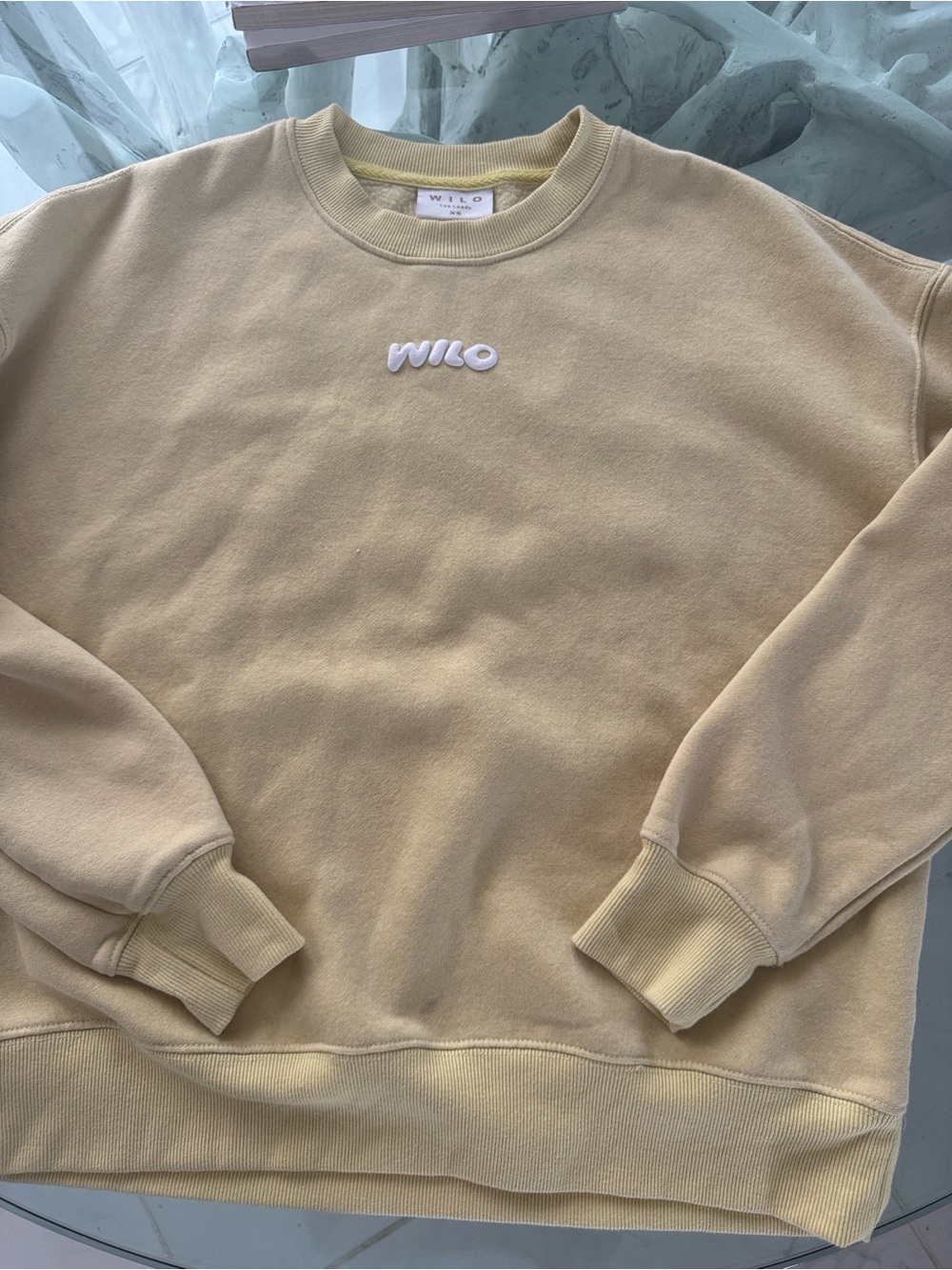 WILO Puff Lettering Yellow Sweatshirt XS - Picture 2 of 7